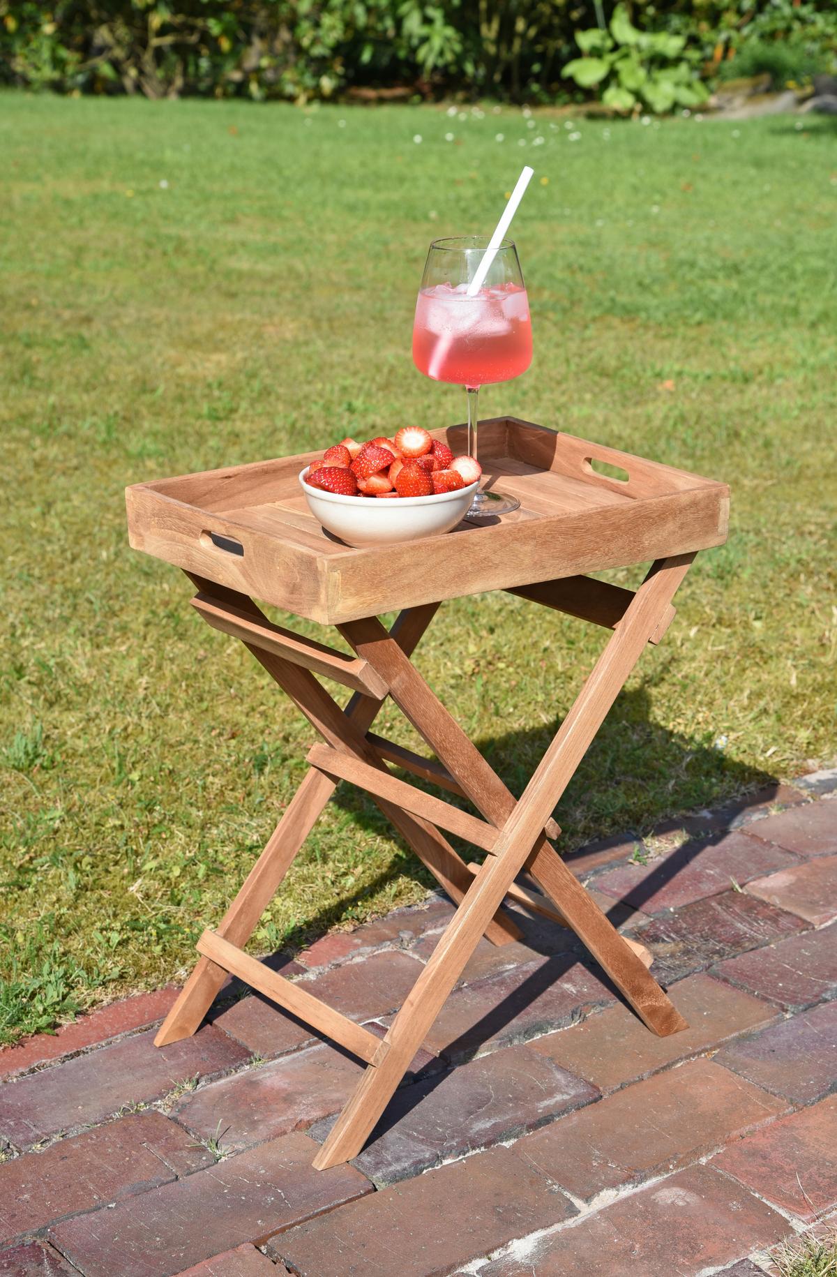 Gartenbeistelltisch Bacan Teak klappbar - Braun, Basics, Holz (39/29/50cm) - Gardenson