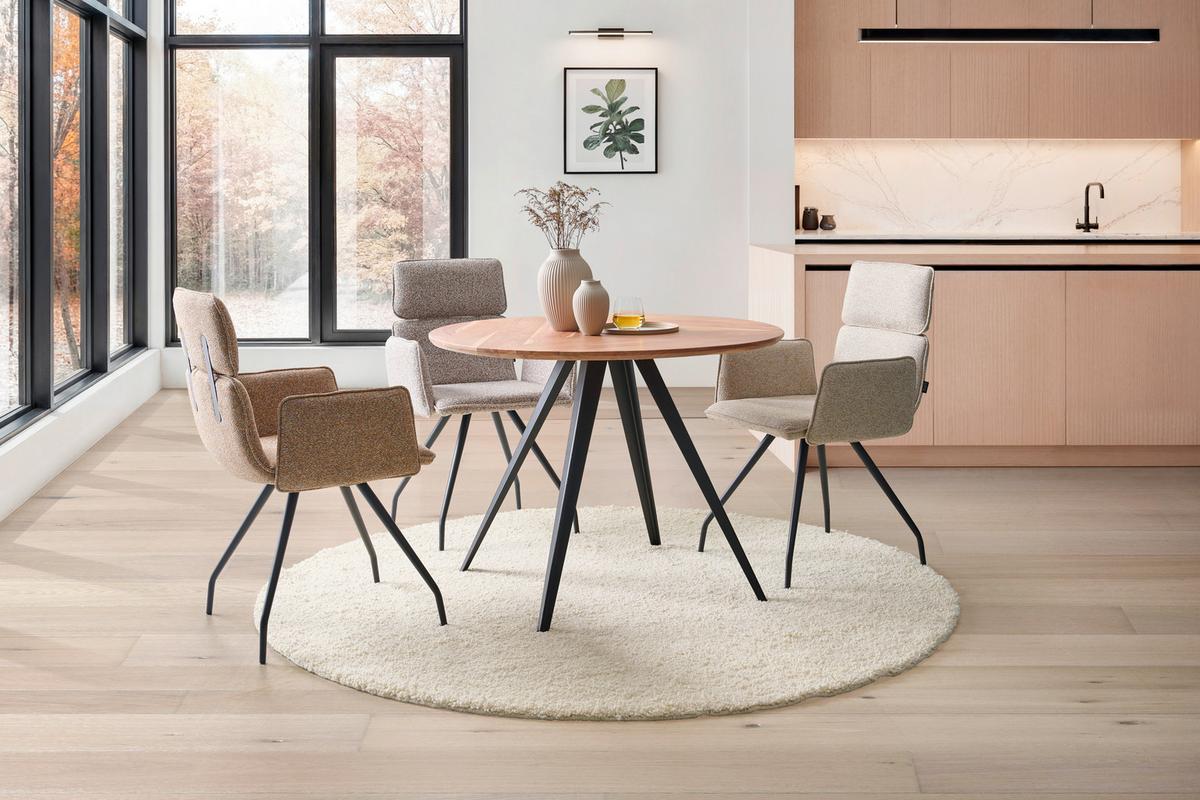 STÓŁ DO JADALNI OLAF -EXKLUSIV- - kolor akacjowy/czarny, Lifestyle, metal/drewno (100/100/76cm) - Landscape