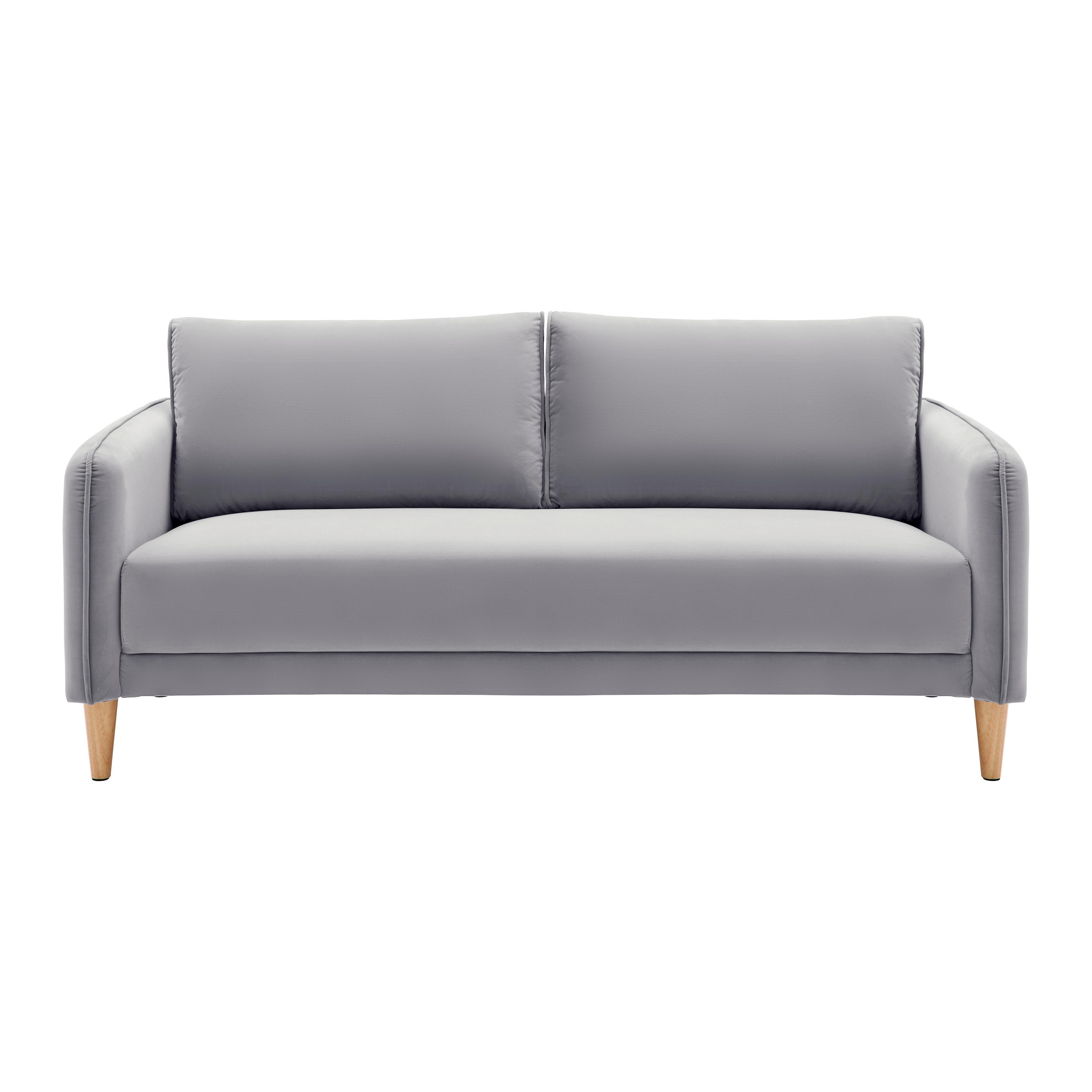 Sofa Livia Grau Samt - Naturfarben/Grau, MODERN, Holz/Textil (176/78/76cm) - Bessagi Home