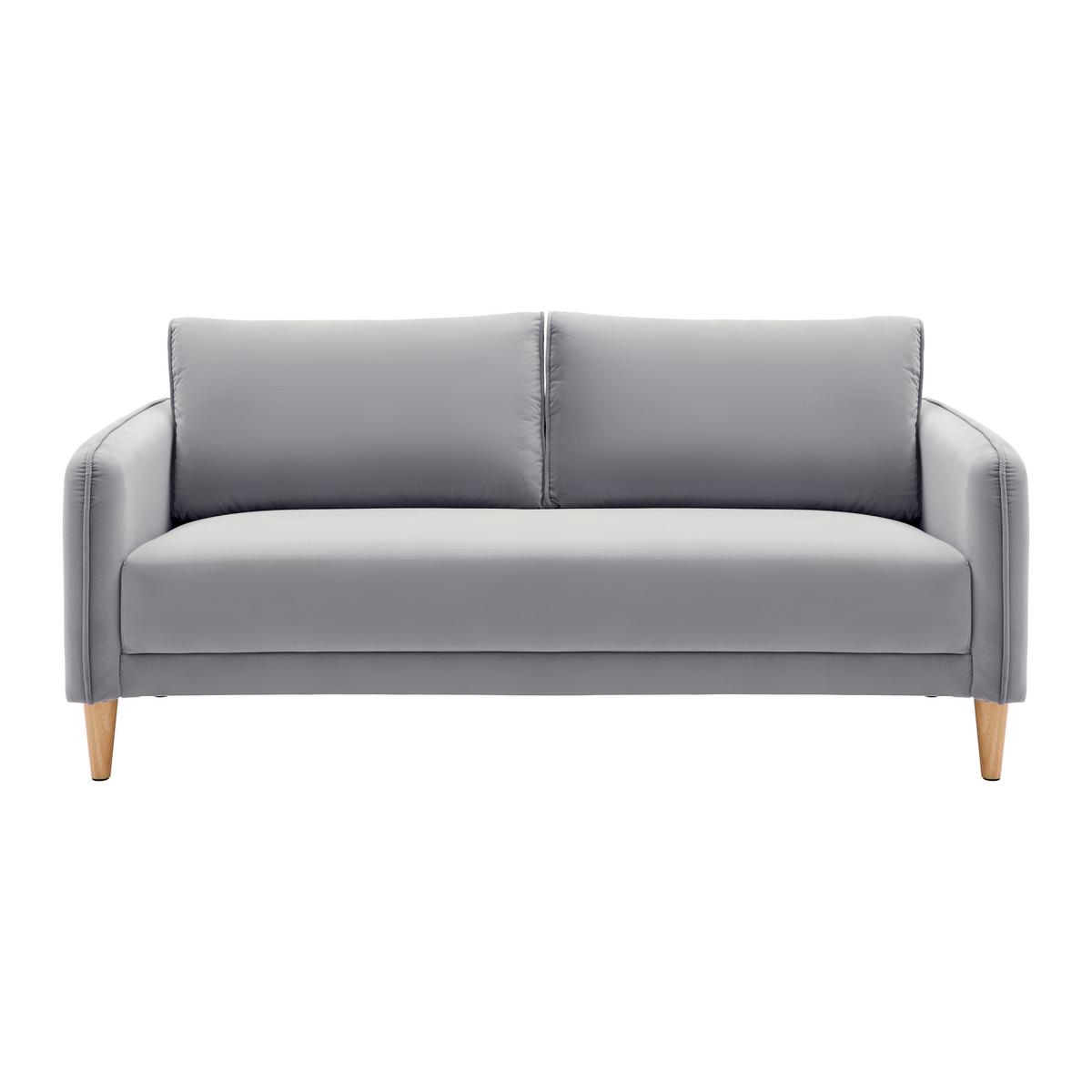 Sofa Livia Grau Samt - Naturfarben/Grau, MODERN, Holz/Textil (176/78/76cm) - Bessagi Home