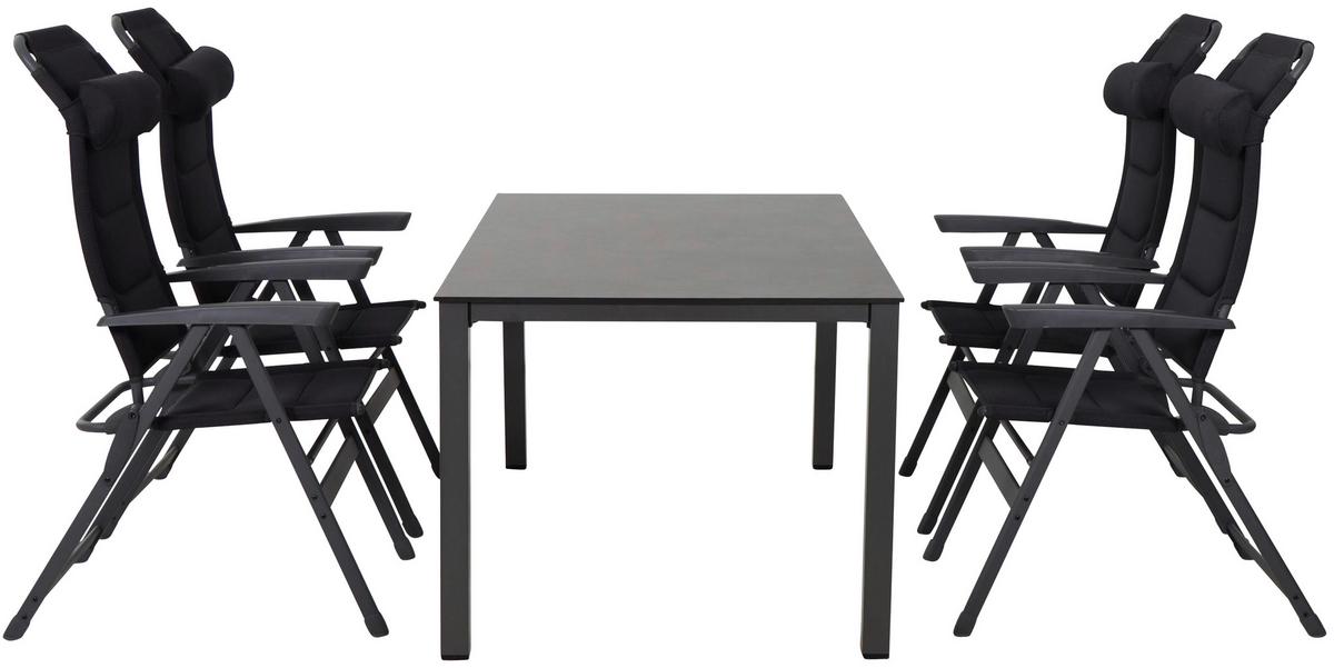 Gartengarnitur 5-tlg. Auminium Premium 5-teilig - Anthrazit/Schwarz, KONVENTIONELL, Kunststoff/Textil - Siena Garden