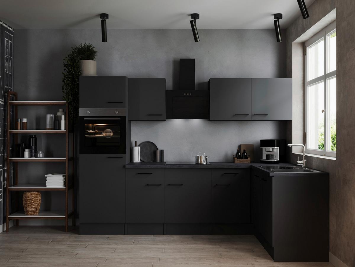 Kotna Kuhinja Z Aparati Oliver, 280x172cm - temno siva/črna, Design, kovina/leseni material (280/172cm) - Respekta