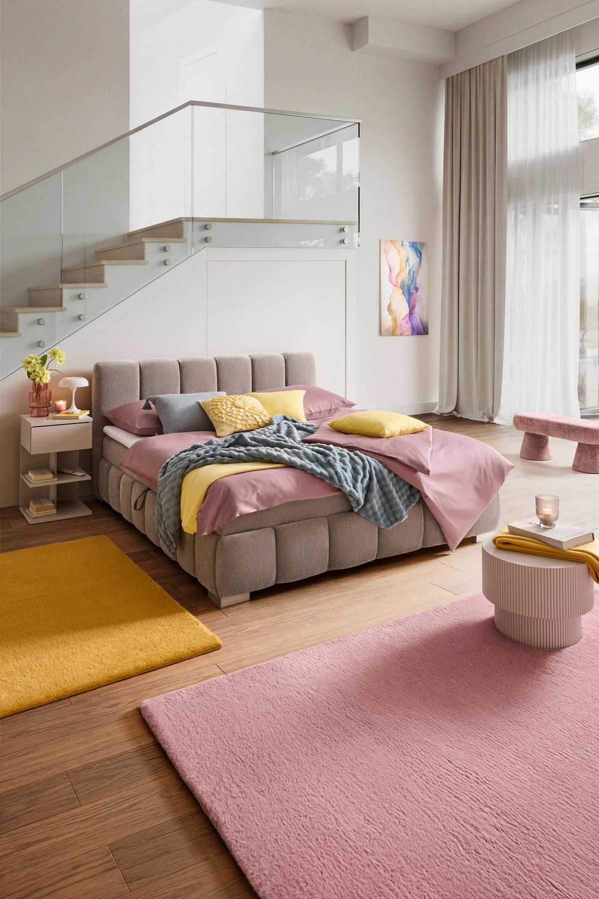 Boxbett Elaris Graubraun ca. 160x200cm - Chromfarben/Graubraun, KONVENTIONELL, Kunststoff/Textil (160/200cm) - Mömax