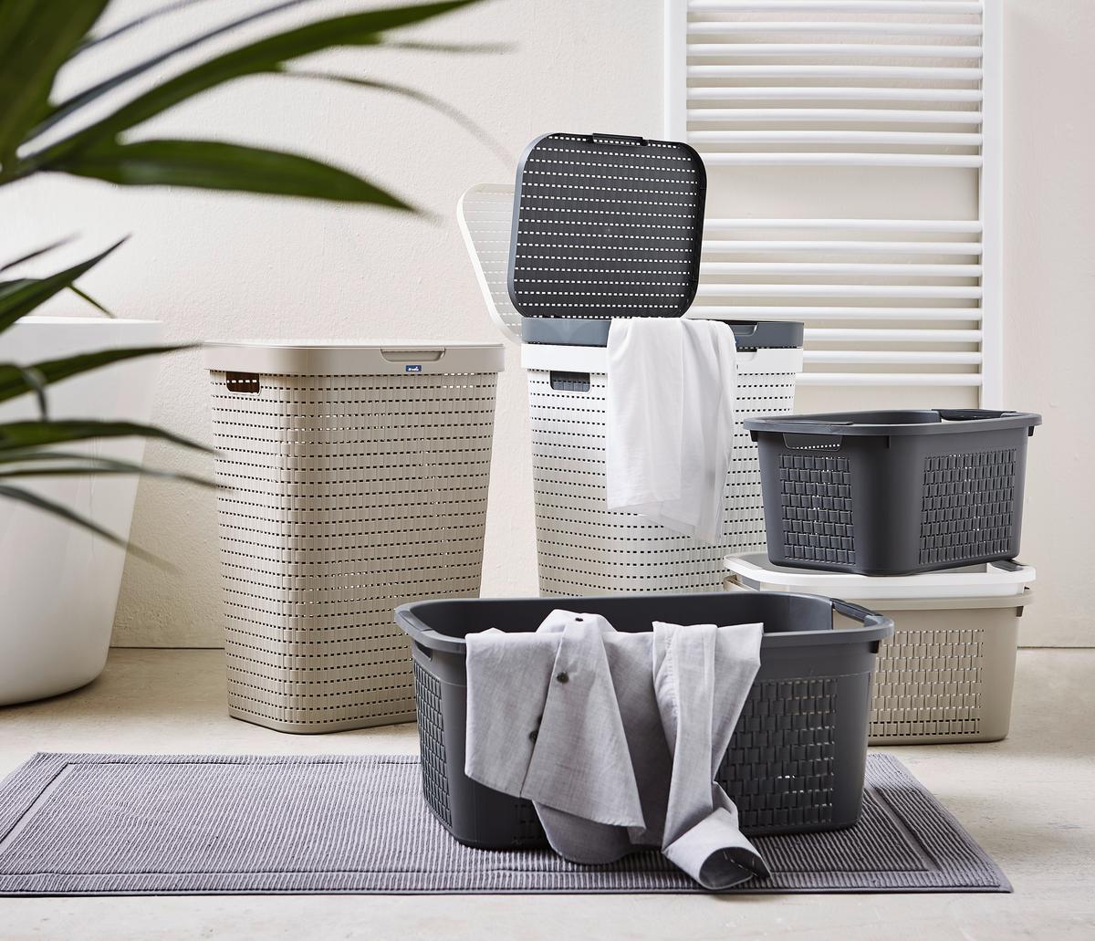 KOSZ NA PRANIE 1453007422 - cappuccino, Basics, tworzywo sztuczne (43,5/33,5/22,2cm) - Rotho