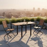 Balkonset "Santorini" SANTORIN - Graphitfarben/Naturfarben, MODERN, Holz/Metall - Gardenson