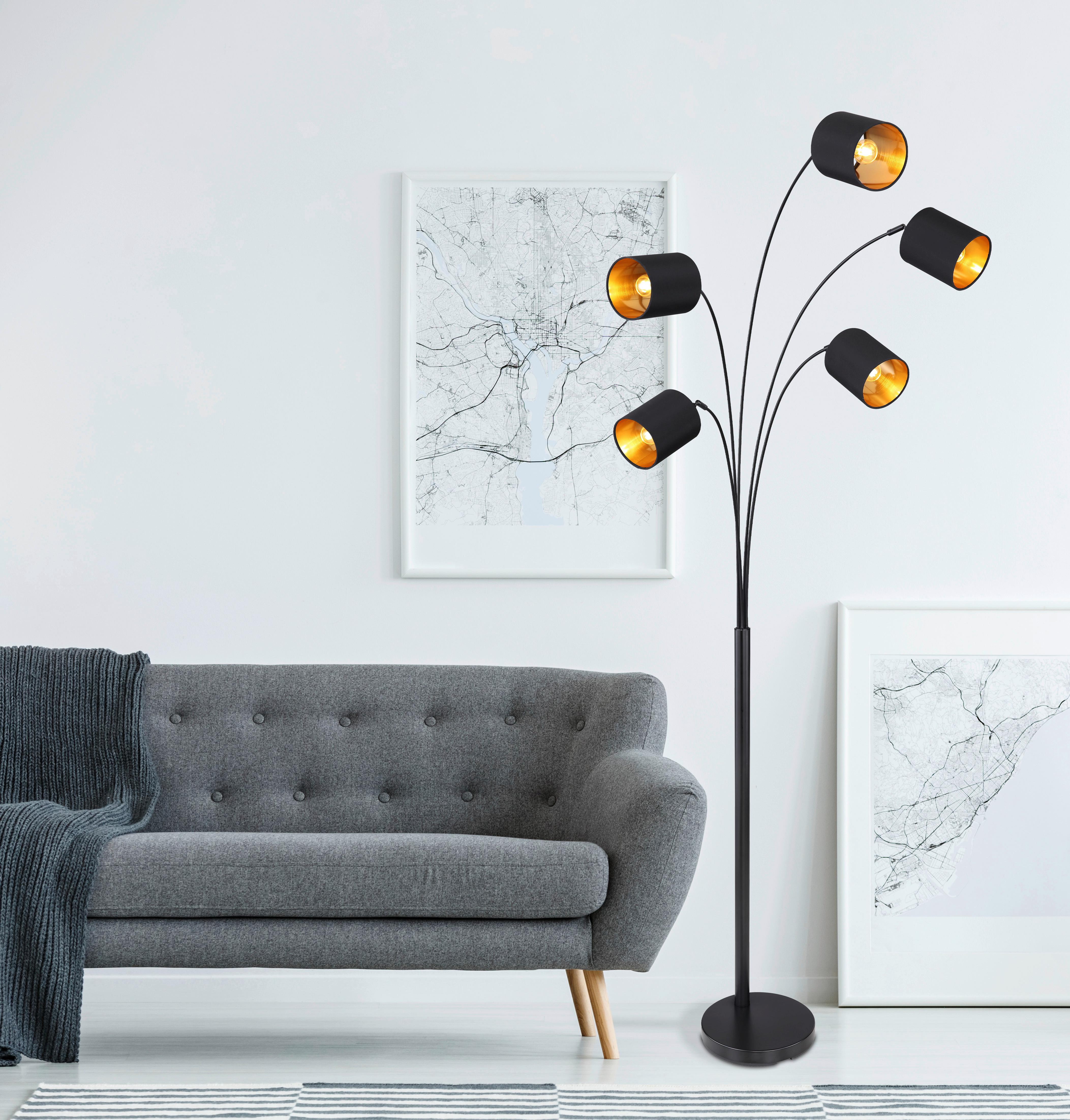 Stoječa Svetilka Ida - zlate barve/črna, Design, kovina/umetna masa (74/70/204cm) - Globo