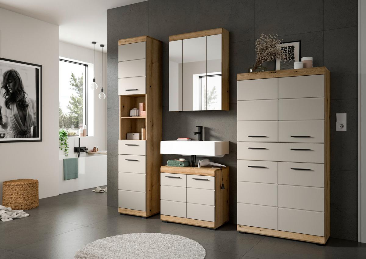Badezimmer Scout 4-tlg. ca. 171 cm Kaschmir - Kaschmir/Schwarz, MODERN, Holzwerkstoff/Kunststoff (171cm) - MID.YOU
