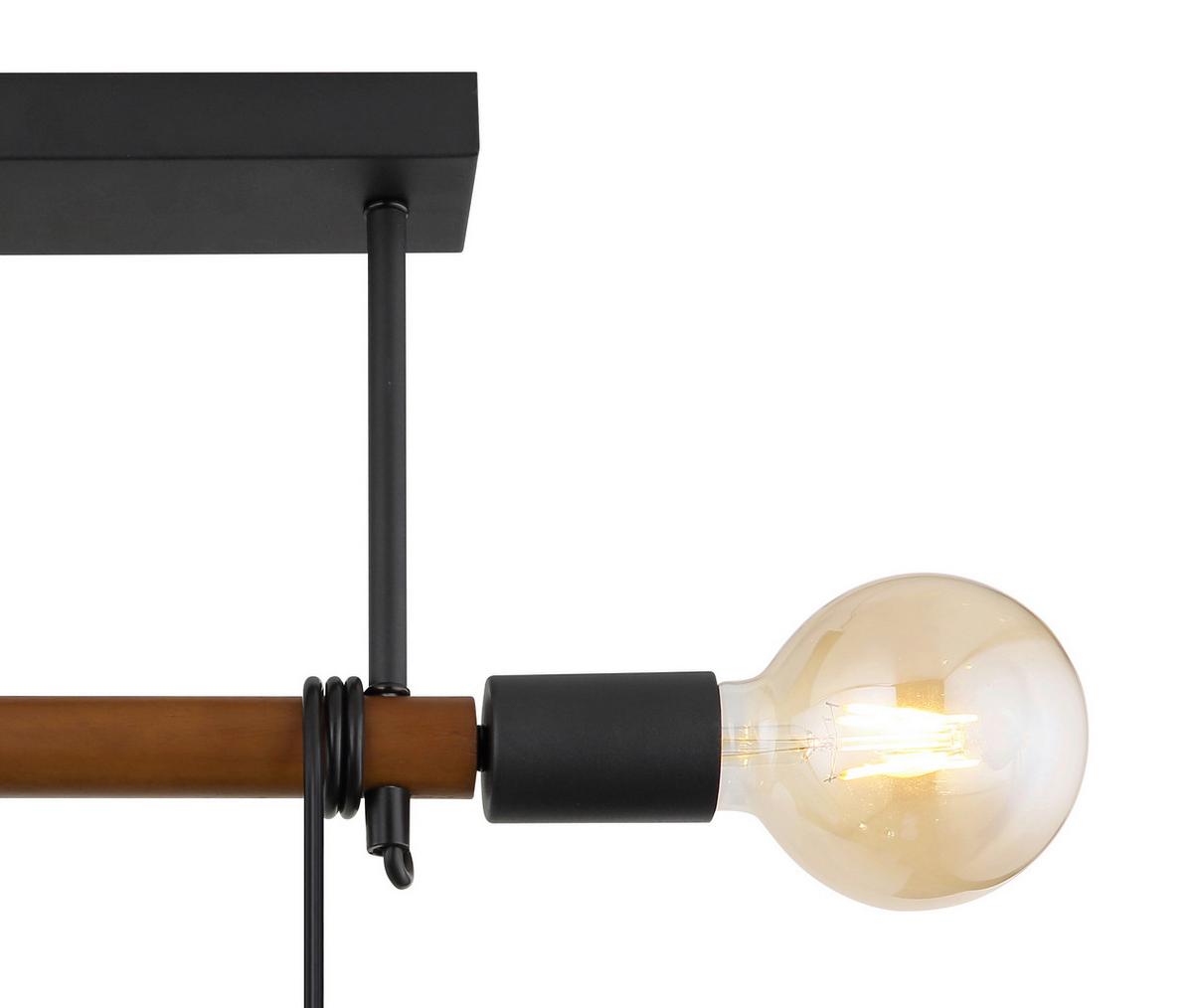 Hängeleuchte Heinrich Braun/Schwarz max. 40 Watt - Schwarz/Braun, Basics, Holz/Metall (39/6/100cm) - Globo