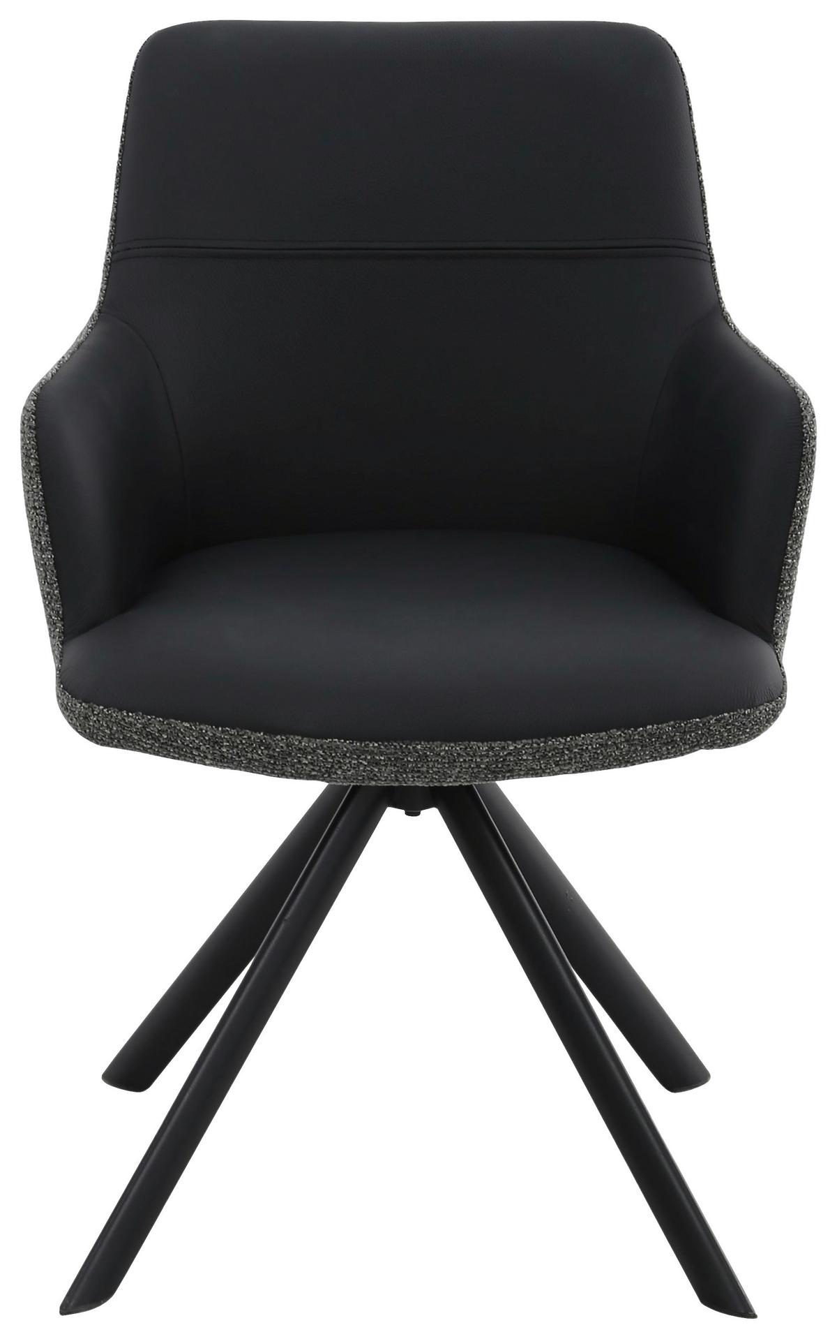 Armlehnstuhl Josy Grau/schwarz - Schwarz/Grau, Design, Leder/Textil (57/86/61cm) - Mömax