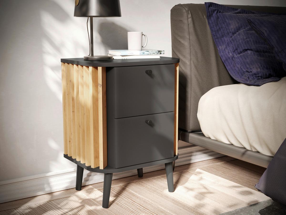 Nočna Omarica Pure, Siva - siva, Design, leseni material (45/60/33cm) - Premium Living