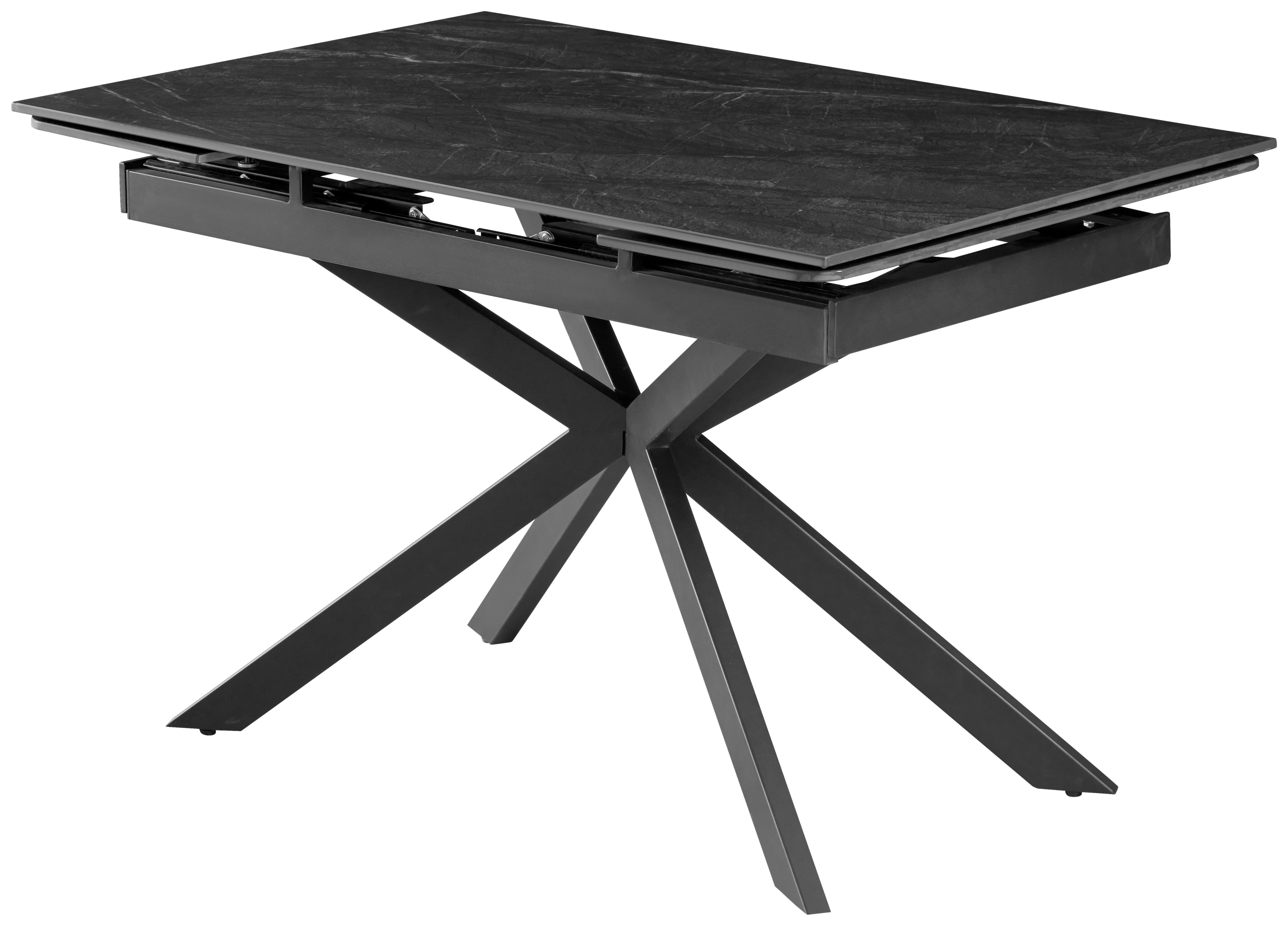 Masa extensibila NOLAN - negru, Modern, metal/piatră (120/180/76/80cm) - Premium Living