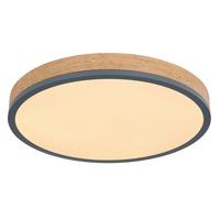 Led Stropna Svjetiljka Dekor Drva - boje grafita/opalna, Basics, drvni materijal/metal (45/8,5cm) - Globo