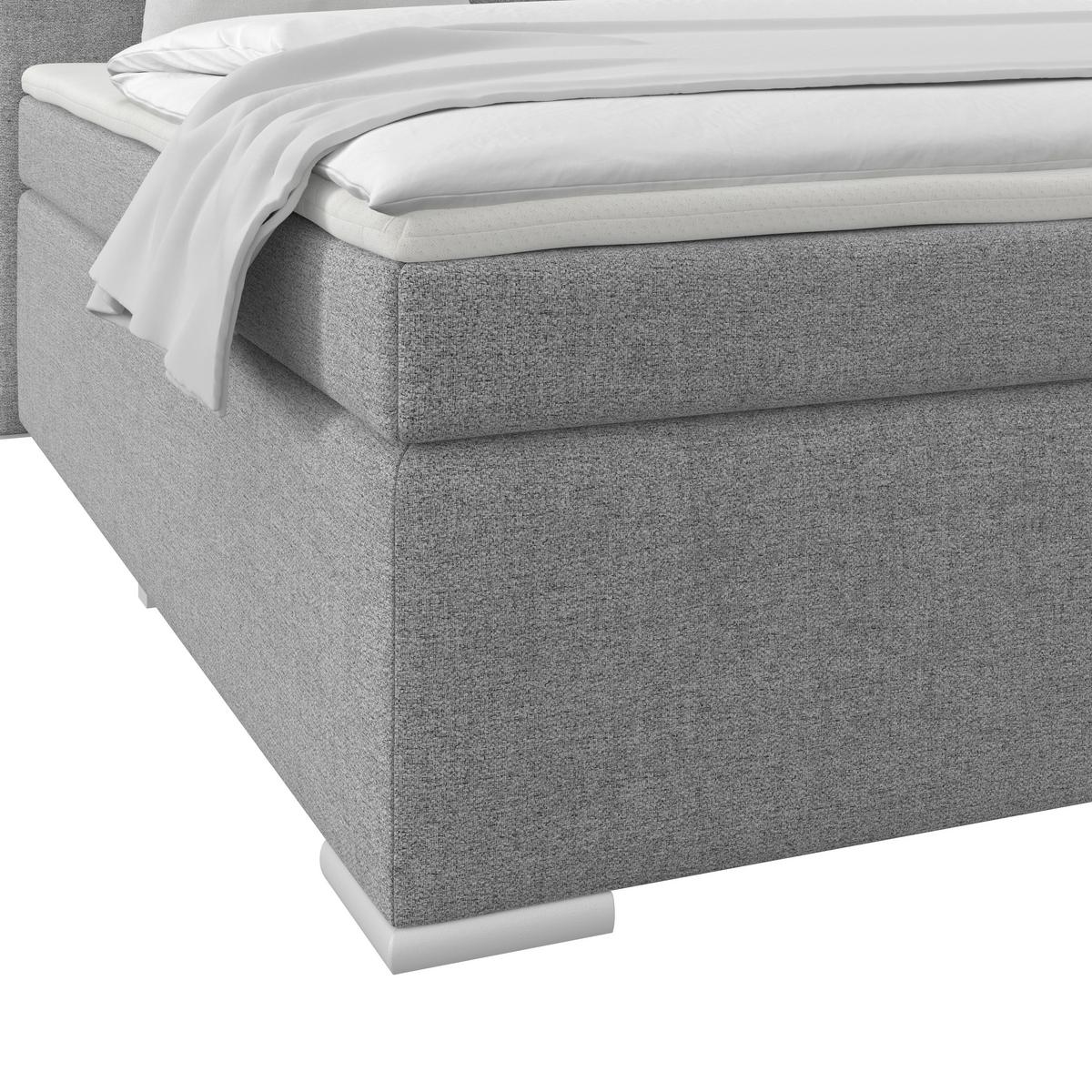 Boxspring Krevet Mira - siva/srebrne boje, Konvencionalno, drvo/tekstil (180/200cm) - Best Price