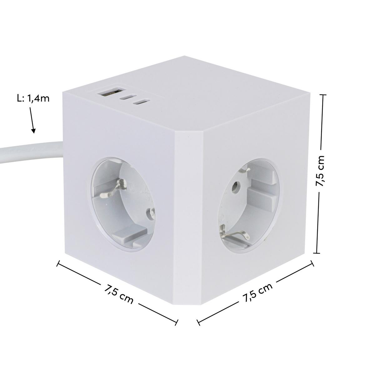 KOSTKA ZASILAJĄCA PLUG BOX - biały, Basics, tworzywo sztuczne (7,5/7,5/7,5cm) - Mican