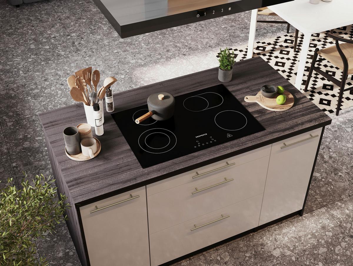 Inselküche Premium Weiß /Grau m. Geräten B: ca. 280cm - Weiß/Grau, Basics, Holzwerkstoff/Metall (280/160cm) - Respekta