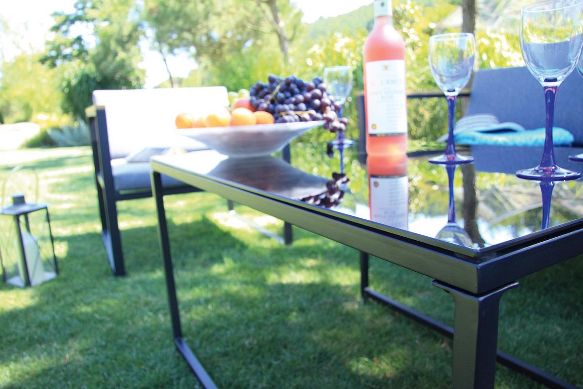 Loungegarnitur Space 5-tlg. Anthrazit - Anthrazit, Basics, Textil/Metall - Acamp