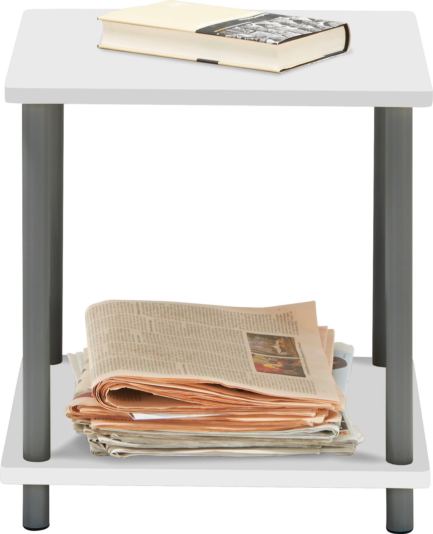 Beistelltisch in Weiss/Grau - Weiss/Grau, Konventionell, Holzwerkstoff/Kunststoff (40/41,5/40cm) - Based