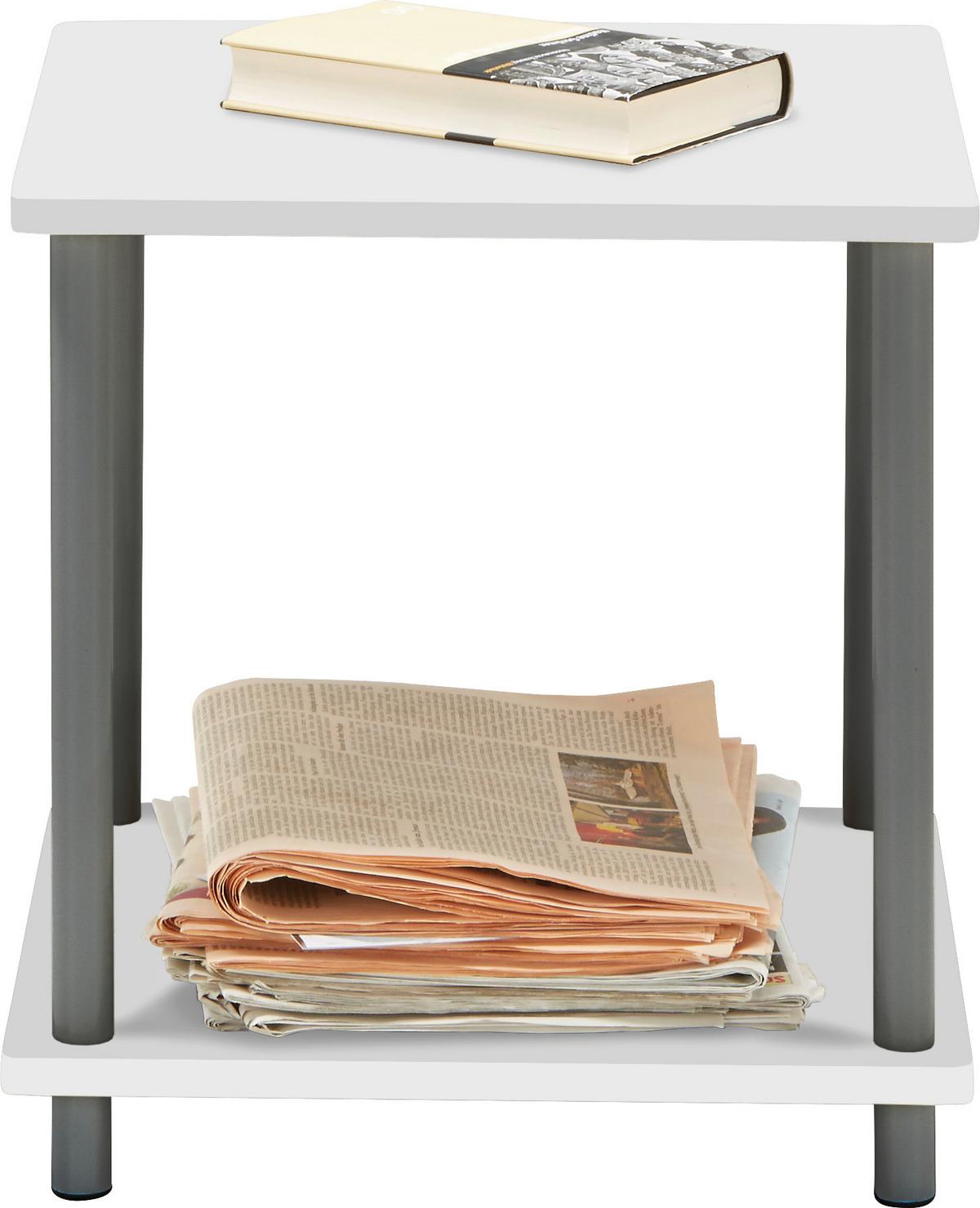 Beistelltisch in Weiss/Grau - Weiss/Grau, Konventionell, Holzwerkstoff/Kunststoff (40/41,5/40cm) - Based