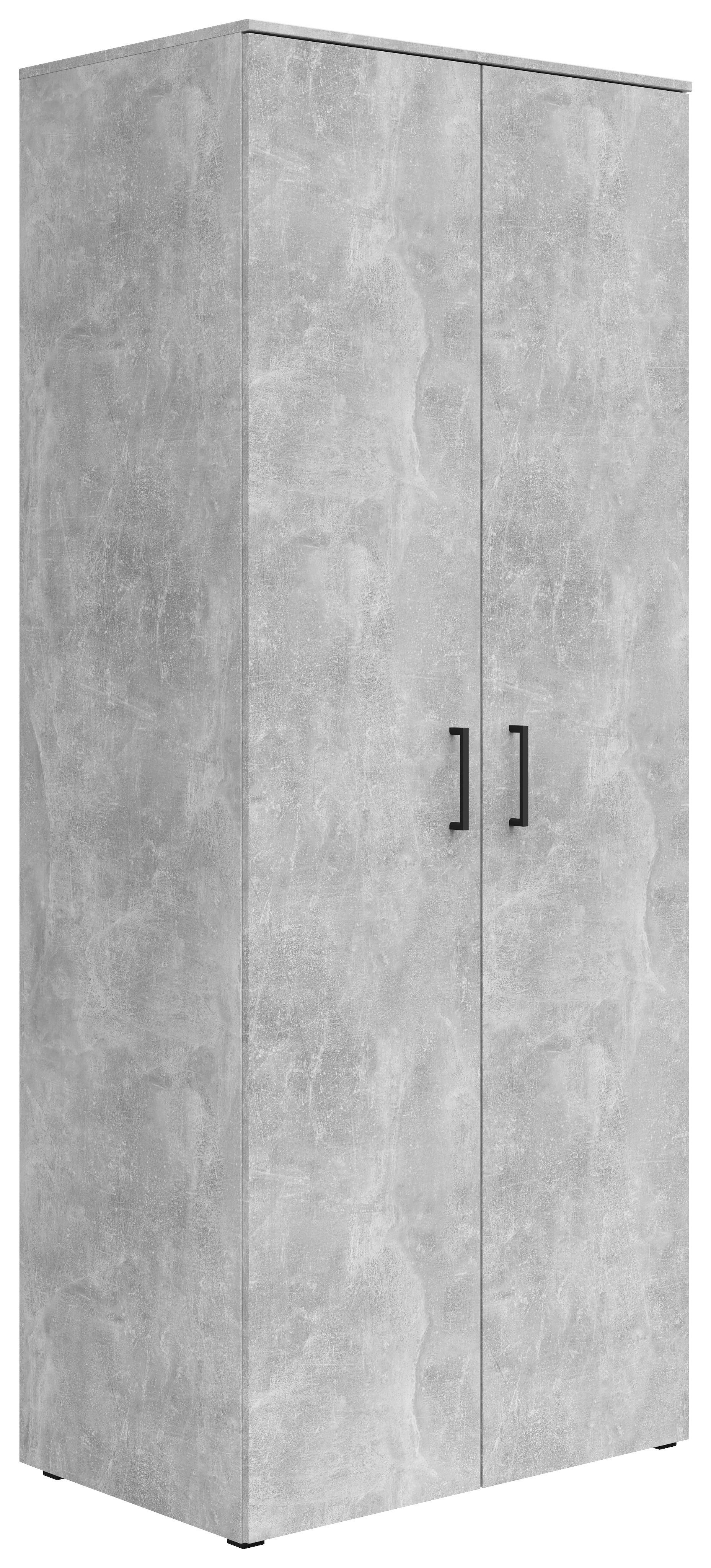 Schrank Multistauraum Betonoptik - Schwarz/Grau, MODERN, Holzwerkstoff/Kunststoff (80/195/52cm) - Mömax