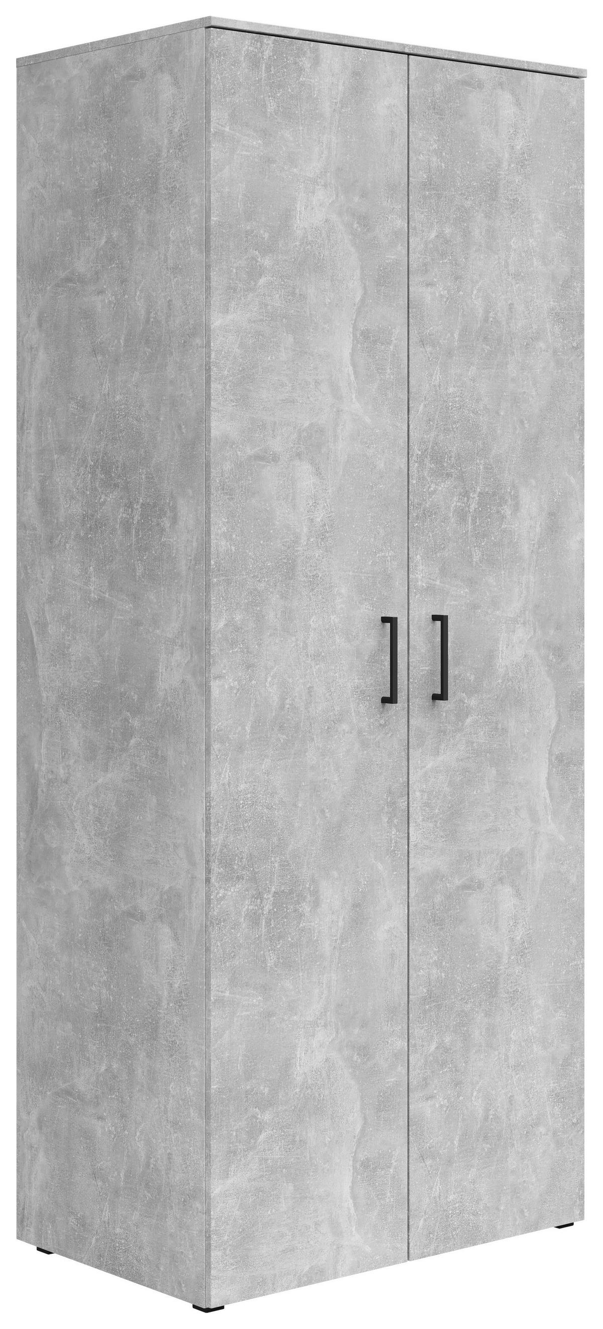 Schrank Multistauraum Betonoptik - Schwarz/Grau, MODERN, Holzwerkstoff/Kunststoff (80/195/52cm) - Mömax