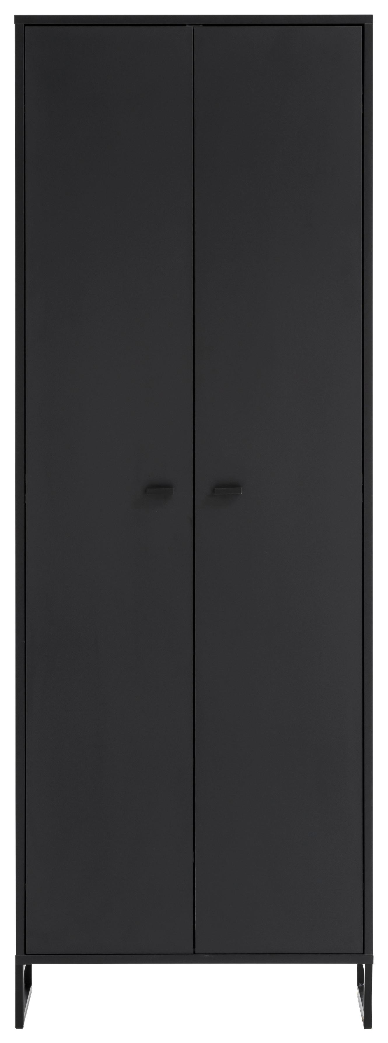 Schuhschrank Janne ca.60,2x169,7x33,5cm Schwarz - Schwarz, LIFESTYLE, Holzwerkstoff/Metall (60,2/169,7/33,5cm) - MID.YOU