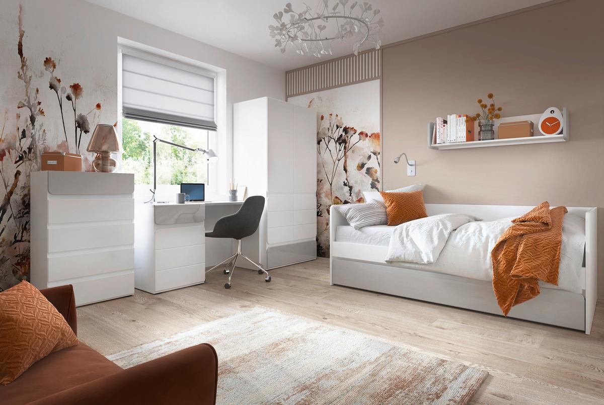 Zidna Polica Flexi - bijela/siva, Moderno, drvni materijal (118/48/24cm) - Premium Living