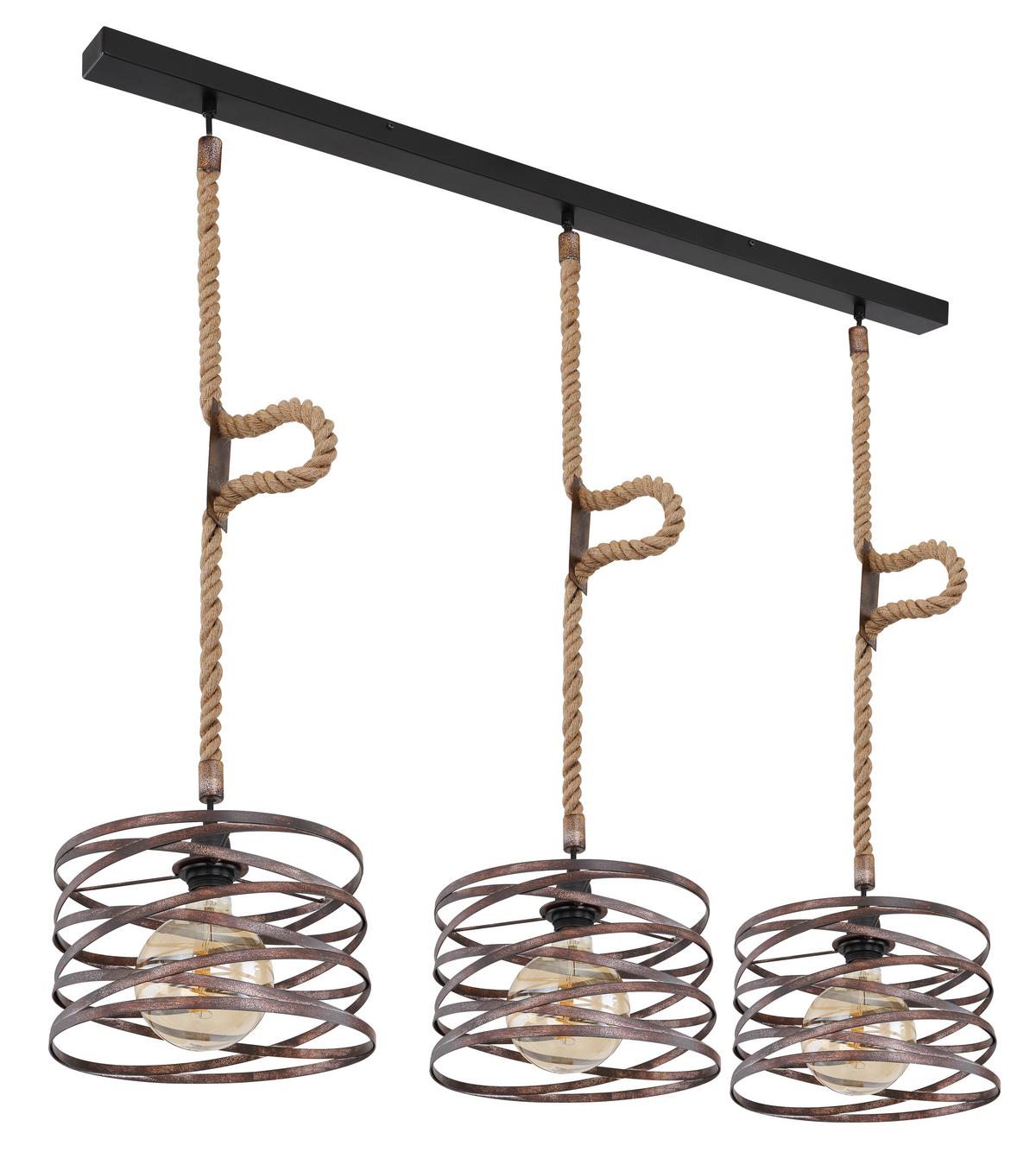 Hängeleuchte Marco Schwarz/Rostfarben max.60 Watt - Rostfarben/Schwarz, Basics, Naturmaterialien/Metall (115/28/120cm) - Globo