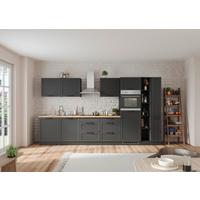 Küchenzeile Meran  mit Geräten ca. 360 cm Grau/Eiche Dekor - Eiche Wotan/Schwarz, LIFESTYLE, Holzwerkstoff/Metall (360cm) - Held