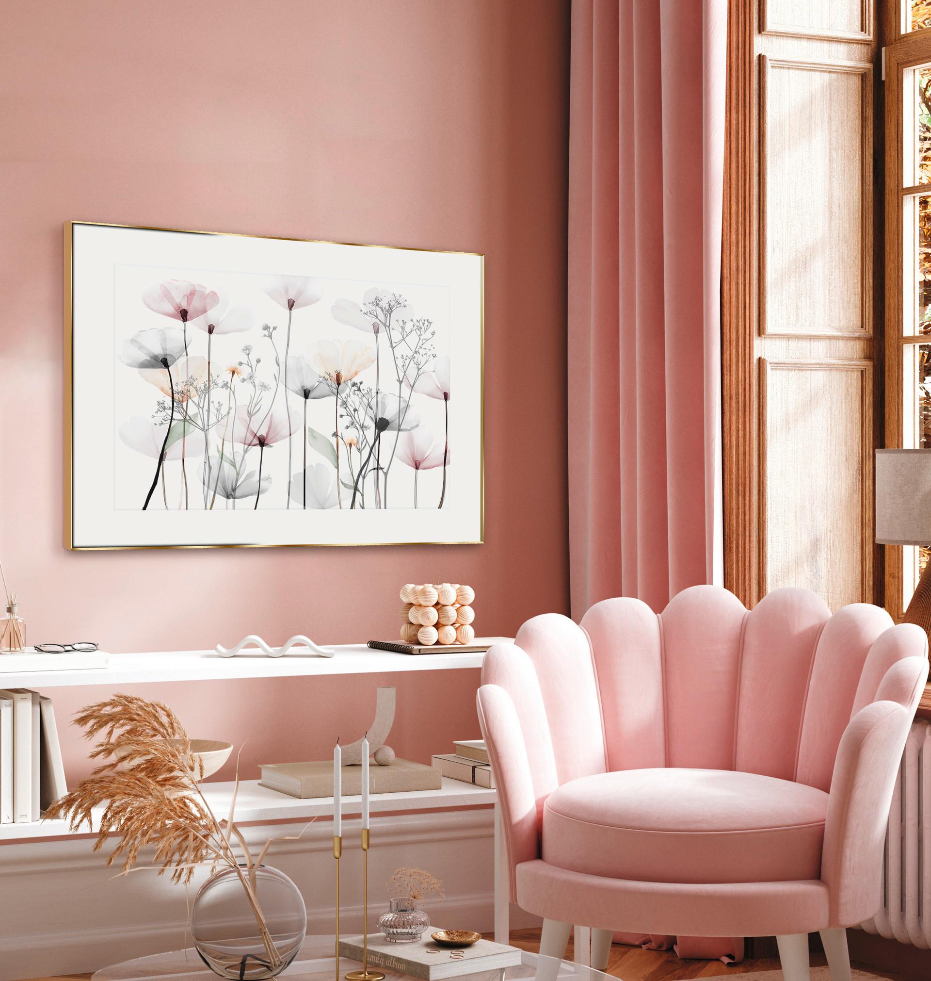 Bild Elena ca. 70x100cm - Pink/Goldfarben, Holzwerkstoff/Papier (100/70cm) - Modern Living
