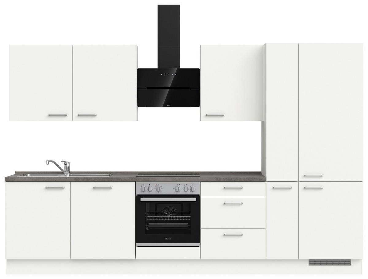 Küchenleerblock Touch High o. Geräte Weiß - Edelstahlfarben/Weiß, MODERN, Holzwerkstoff/Metall (330cm) - Nobilia