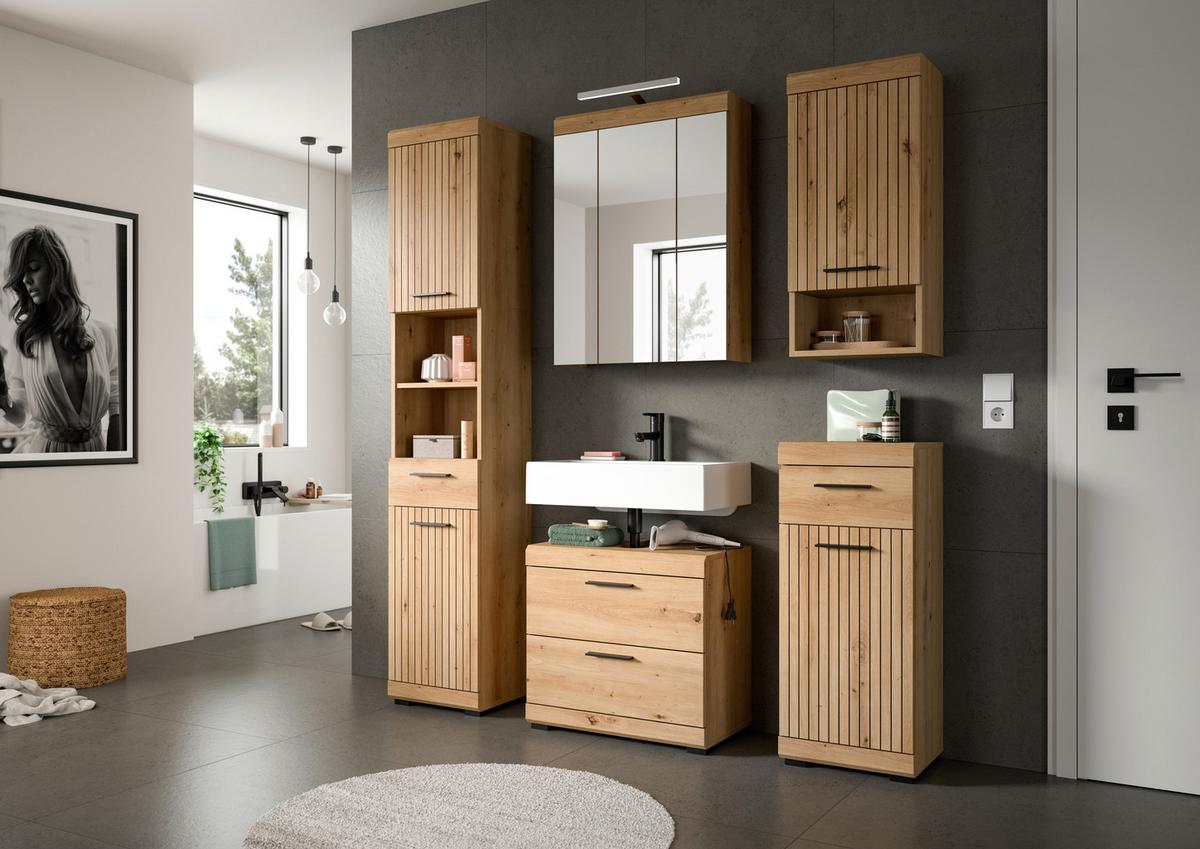 Spiegelschrank Eiche Artisan - Eiche Artisan, Trend, Glas/Holzwerkstoff (60/79/18cm) - MID.YOU