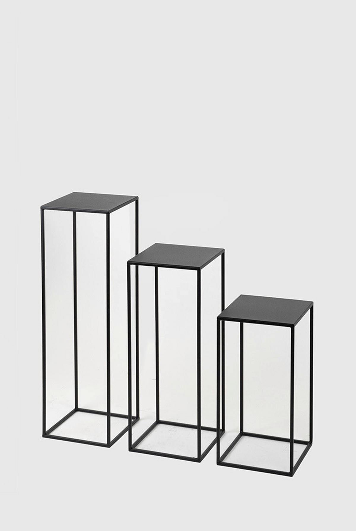 Blumenständer Schwarz - Schwarz, Basics, Metall (25/47/25cm)