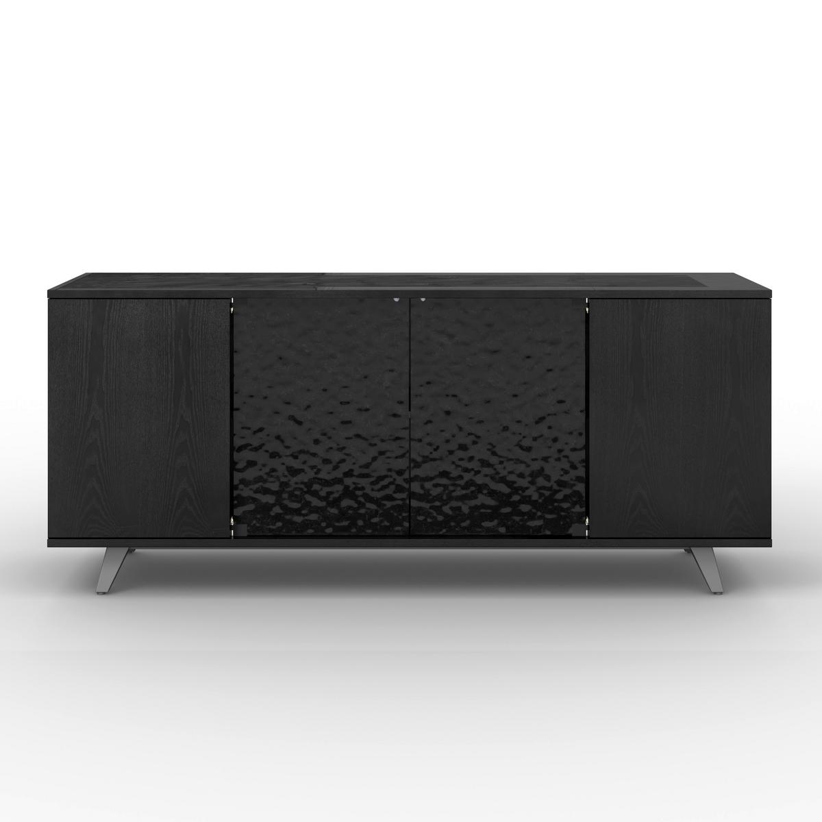 Sideboard Zelia Holz/Glas Schwarz - Schwarz, MODERN, Glas/Holz (180/77/45cm) - Bessagi Home