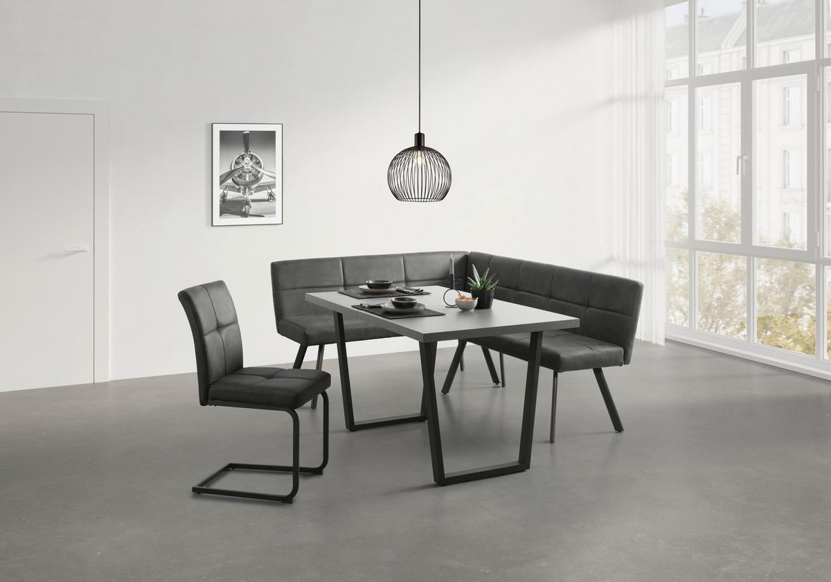 Eckbank Cooper Grau - Schwarz/Grau, MODERN, Textil/Metall (190/85/150cm) - Mömax