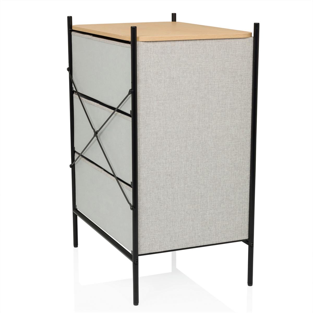 Komoda Stuvar, Rjavosiva - svetlo rjava/rjavosiva, Moderno, kovina/leseni material (58/79/39cm) - MID.YOU