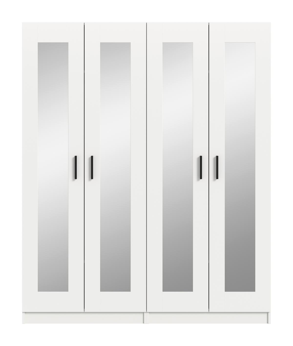 Drehtürenschrank Visby Weiß - Schwarz/Weiß, ROMANTIK / LANDHAUS, Holzwerkstoff/Kunststoff (160/194/56cm) - Livetastic