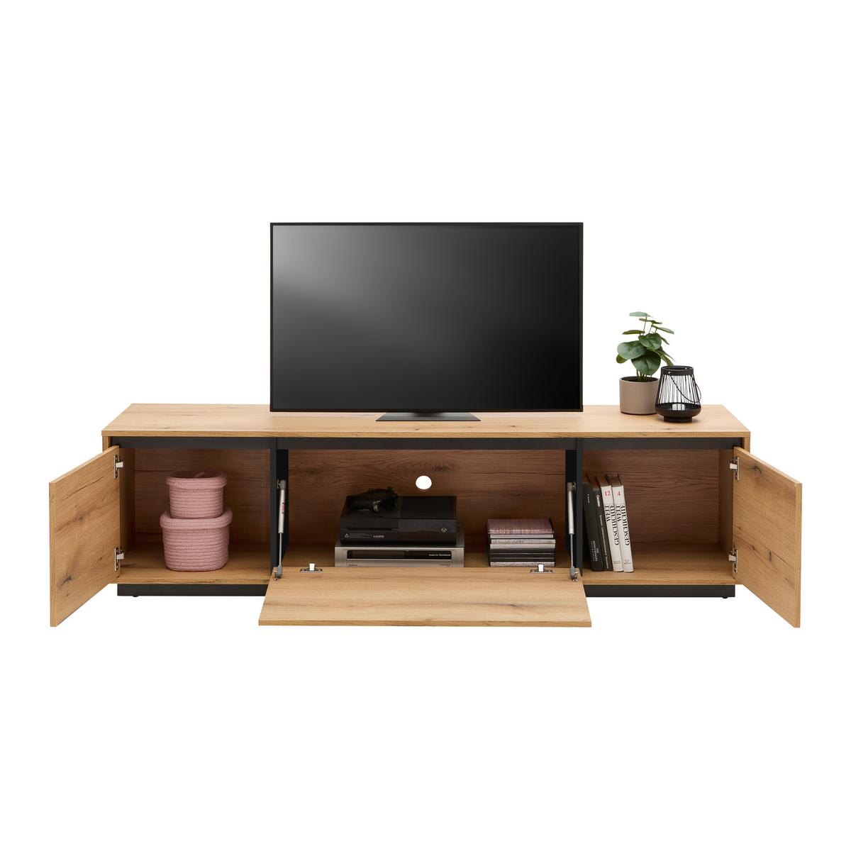 Tv Komoda Puro - boje hrasta/crna, Moderno, drvni materijal (180/48/42cm) - Modern Living