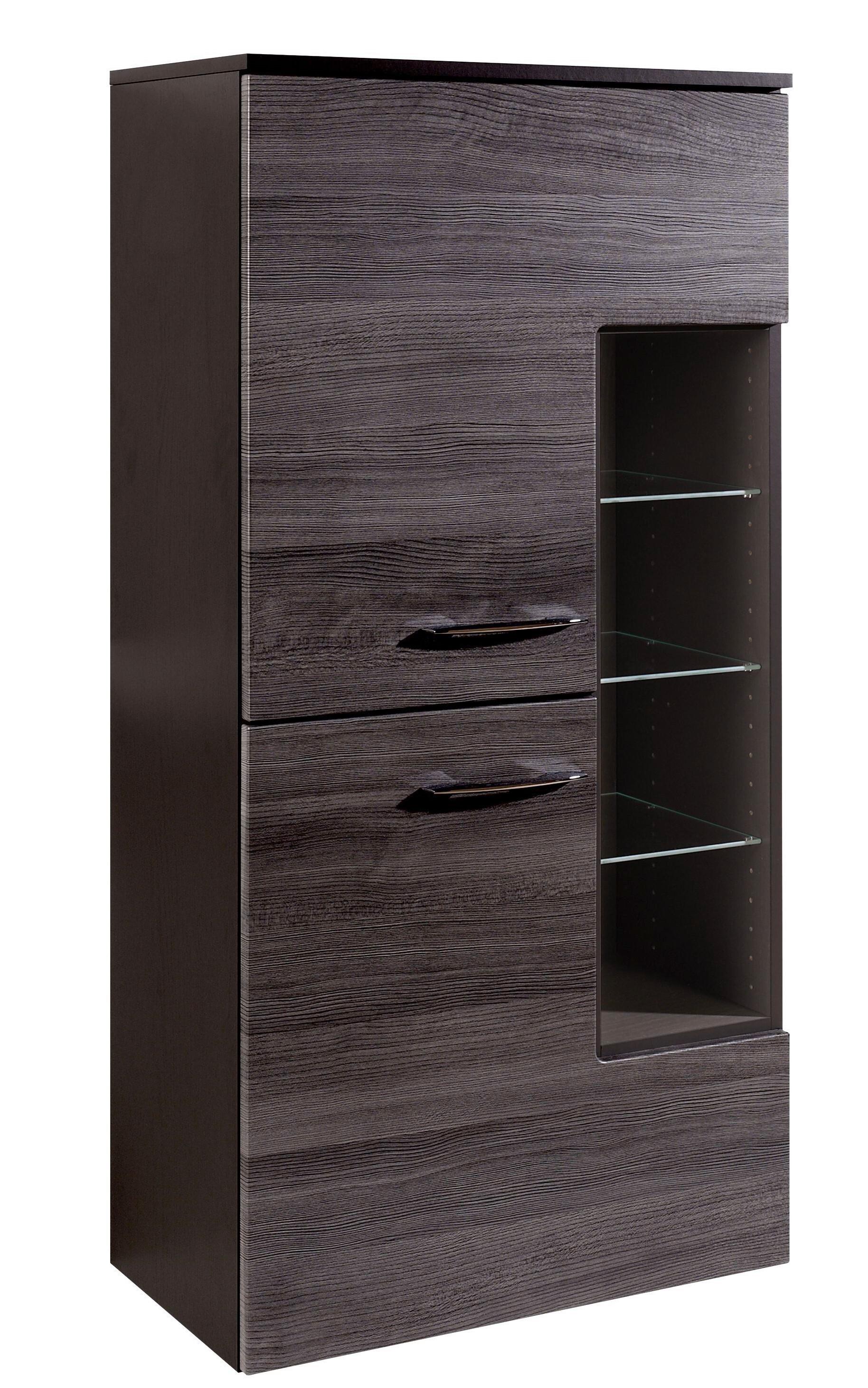 Midischrank Florida in Silbereichenfarben - Chromfarben/Graphitfarben, MODERN, Glas/Holzwerkstoff (65/130/35cm)
