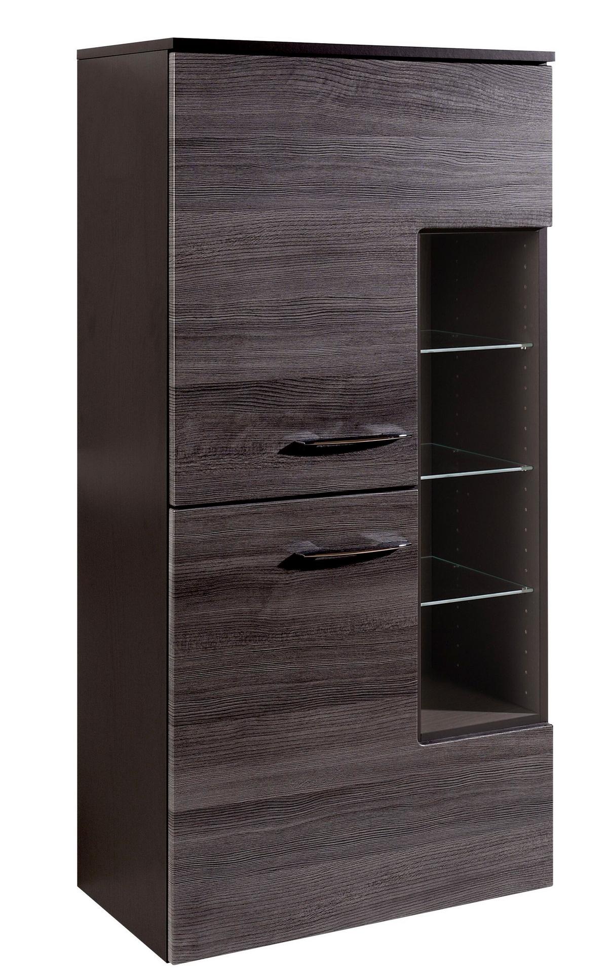 Midischrank Florida in Silbereichenfarben - Chromfarben/Graphitfarben, MODERN, Glas/Holzwerkstoff (65/130/35cm)