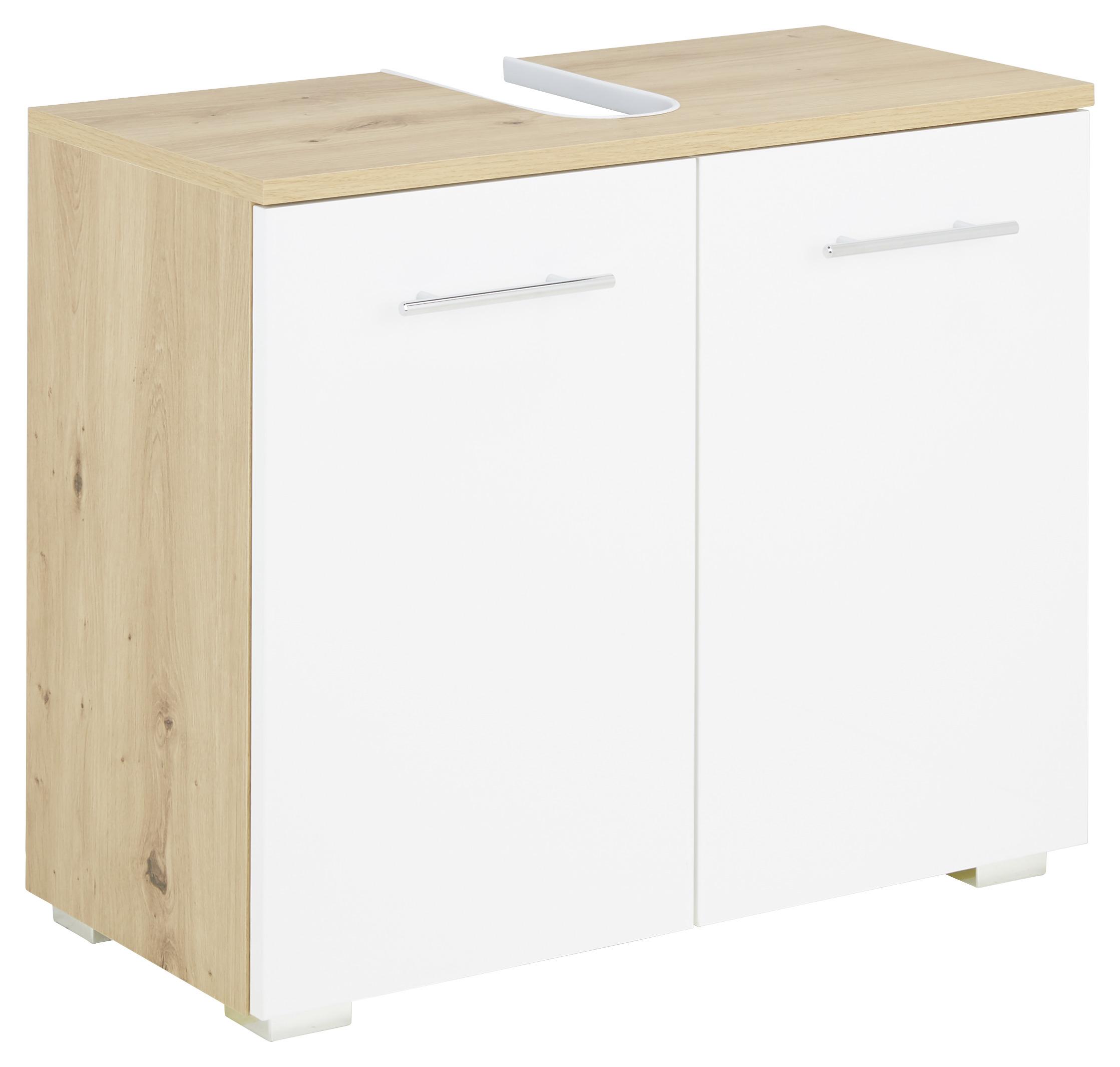 Mosdó Alsószekrény Santino 2. - alumínium színű/tölgyfa, Modern, faalapú anyag/fém (65/58/32cm) - Mömax