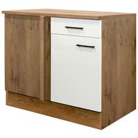 Kotna Spodnja Omarica Avila, Magnolija, Barva Hrasta - magnolija/črna, Konvencionalno, kovina/leseni material (110/85/57cm) - FlexWell