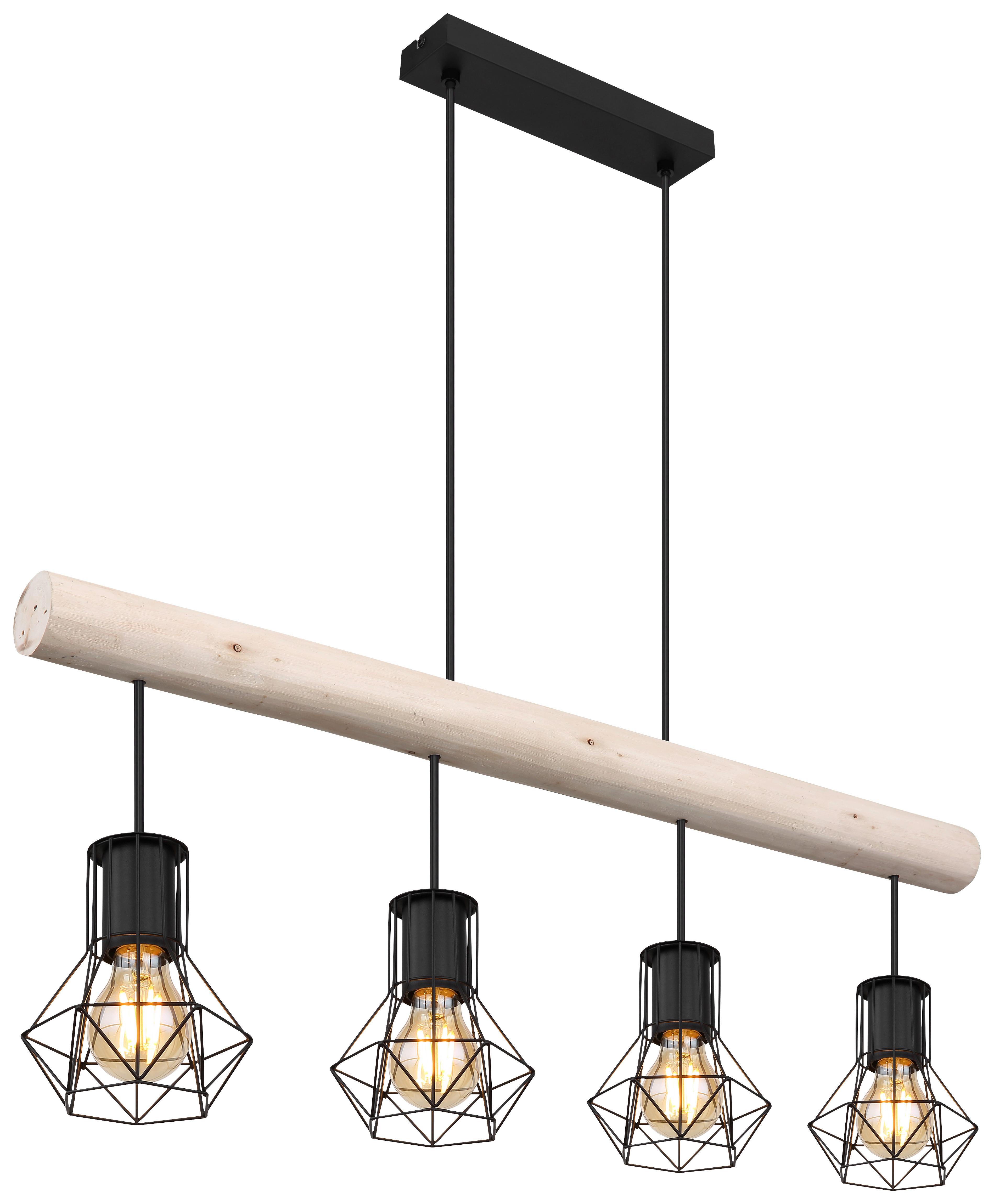 LAMPA WISZĄCA HAAG - kolor naturalny/czarny, Design, metal/drewno (100/15/120cm) - Novel