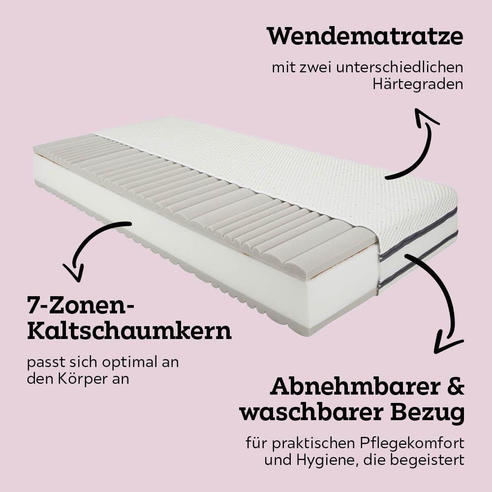 Wendematratze H3/5 ca. 90x200cm - Weiss (90/200cm) - Premium Living