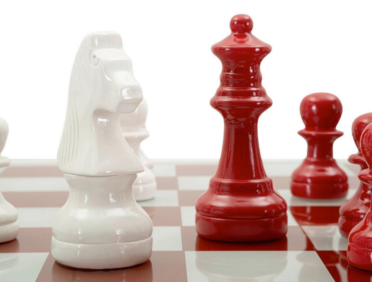 Skulptur Chess Board Red/White Multicolor - Basics, Glas/Kunststoff (61/61/14cm)