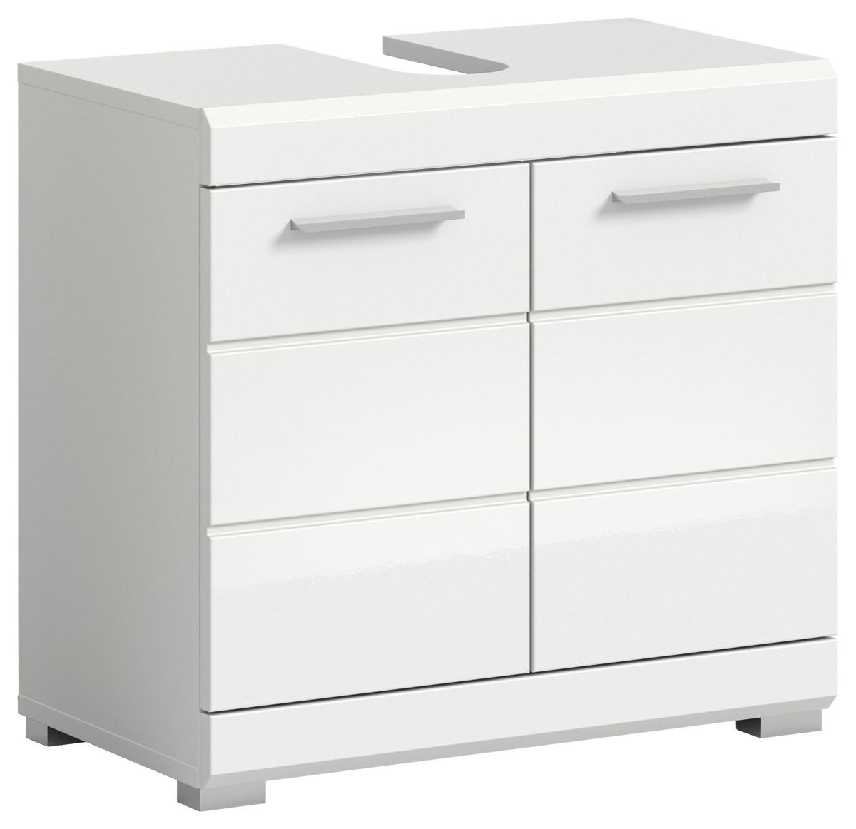 Midischrank SCOUT Weiß Hochglanz ca. 60x56x34 cm - Weiß Hochglanz/Silberfarben, MODERN, Holzwerkstoff/Kunststoff (60/56/34cm) - MID.YOU