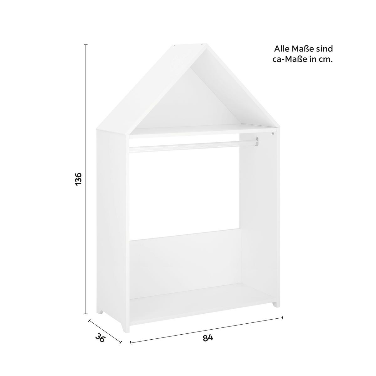 Kinderkleiderschrank Lia Weiß MDF - Weiß, MODERN (84/136/36cm) - Bessagi Kids