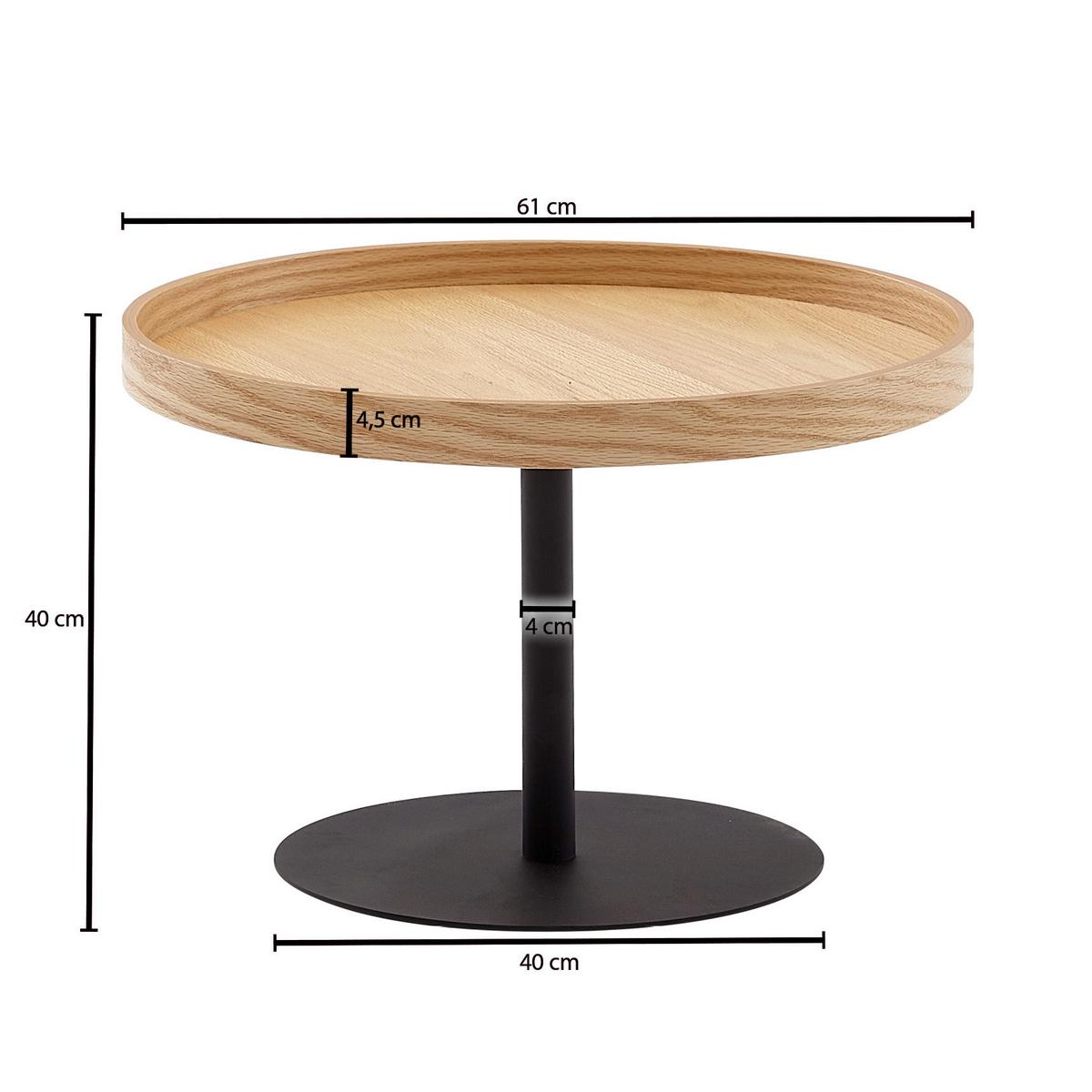 Klubska Miza Wl6.497 - črna/rjava, Moderno, kovina/leseni material (61/40/40cm) - MID.YOU