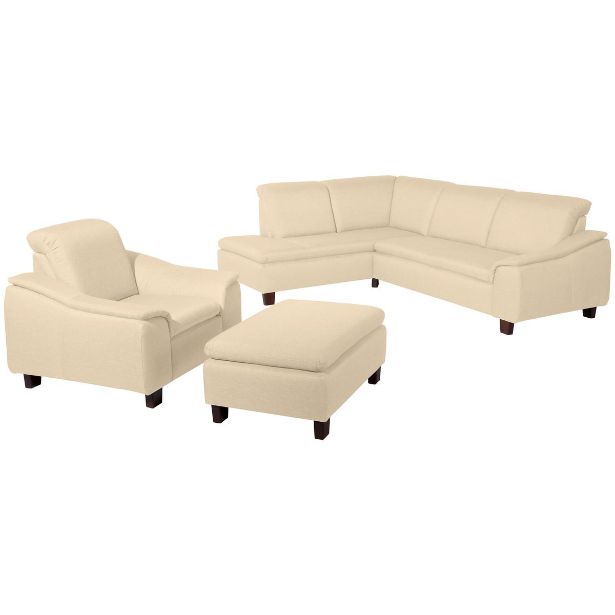 ECKSOFA AARON - Beige/Nussbaumfarben, Design, Holz/Textil (187/247cm) - Max Winzer