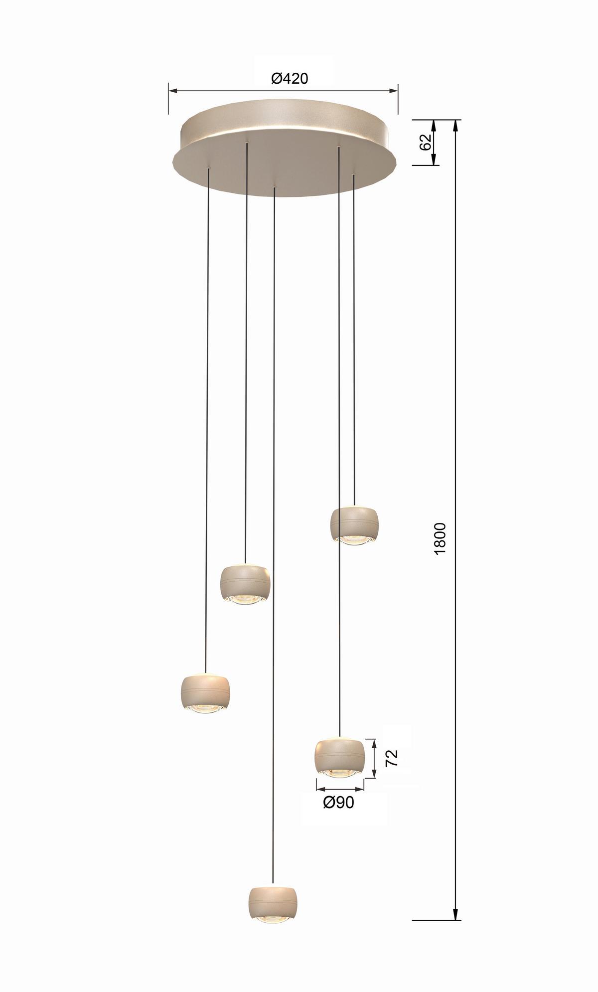 LAMPA WISZĄCA LED 5039-513 QUIBERON - kolor piaskowy, Basics, metal (42/180/42cm)