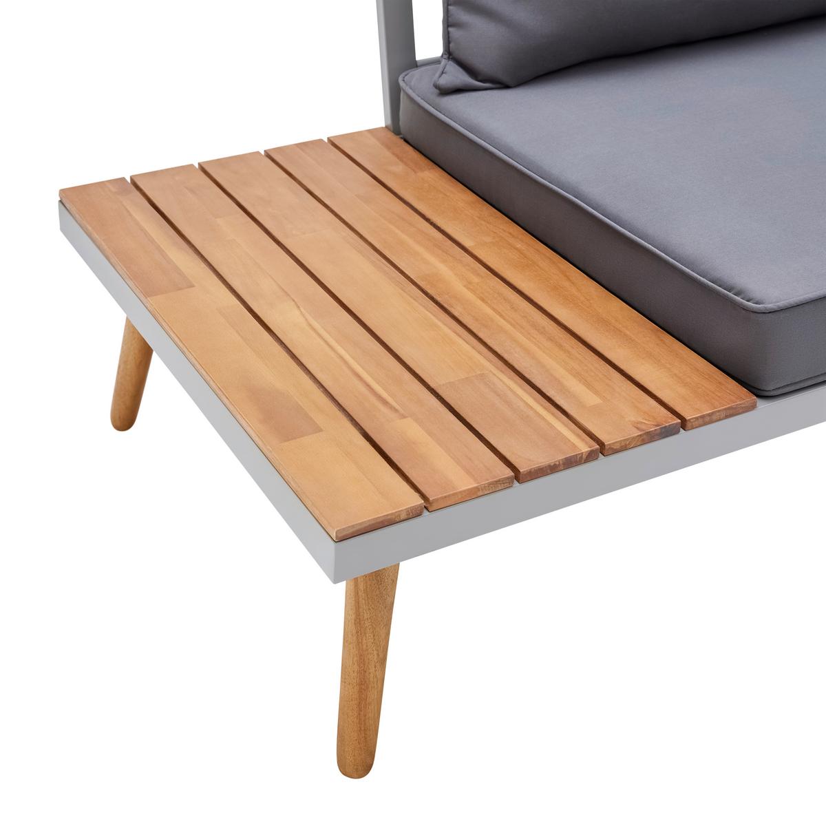 Loungegarnitur Lanciano Grau Akazie/Metall/Outdoorstoff - Dunkelgrau/Grau, MODERN, Holz/Metall (257/68/74cm) - Bessagi Garden